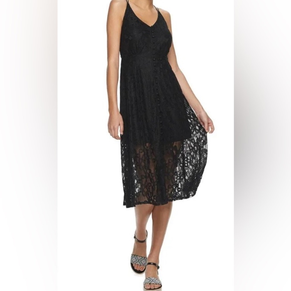 Three Pink Hearts Lace Button-Up Maxi Dress